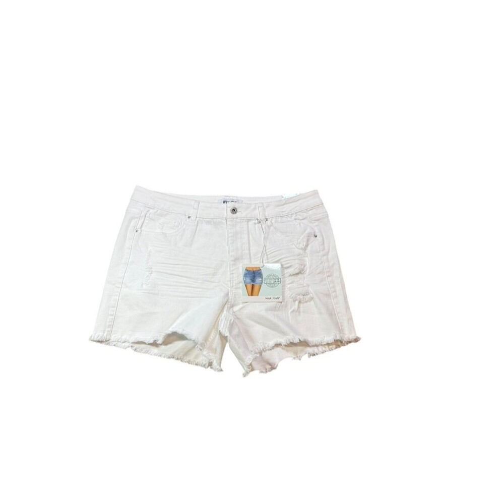 Wax Jean Cut Off Shorts Womens Size XXL White Denim Distressed Plus NWT Jorts